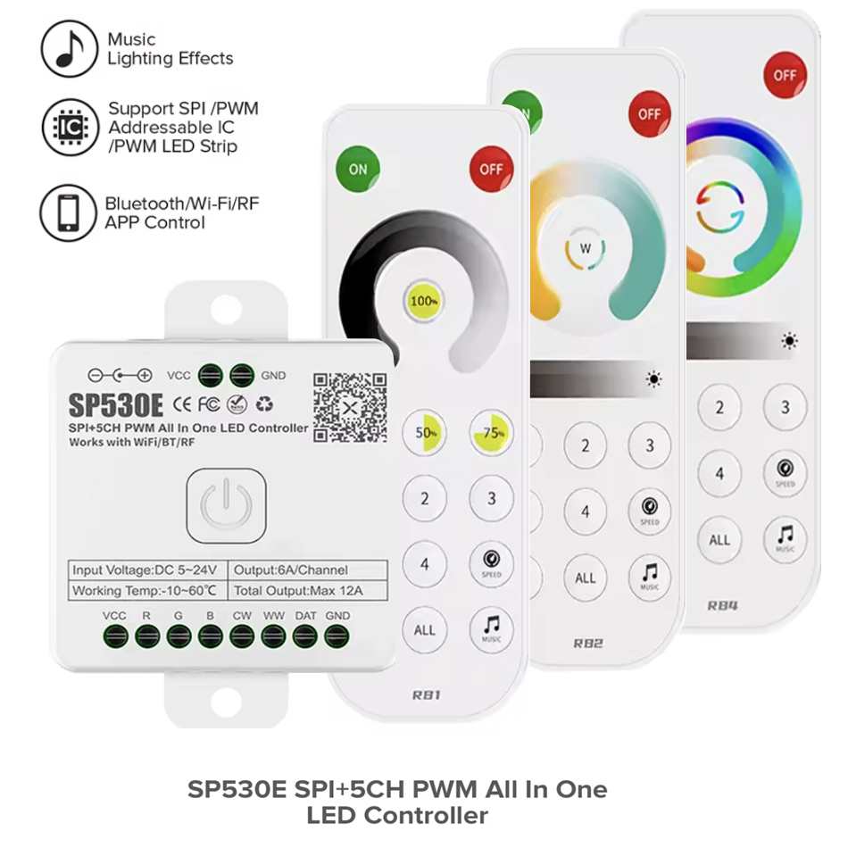 Ws2812B Strip 5V - SP530E Uniwersalny Kontroler LED 5CH PWM